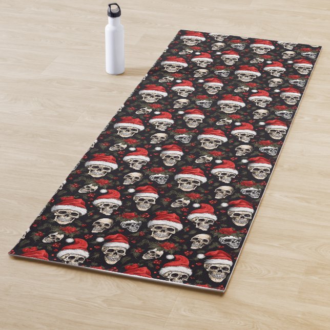 Gothic Christmas Skull Dark Holiday Fitness  Yoga Mat (In Situ)