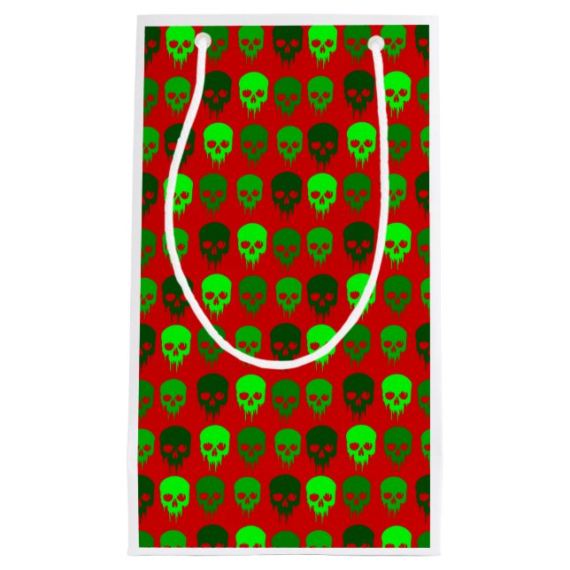 gothic christmas skull skeleton small gift bag (Front)