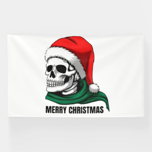 Gothic Christmas Skull with Santa Hat Banner