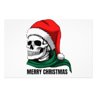 Gothic Christmas Skull with Santa Hat