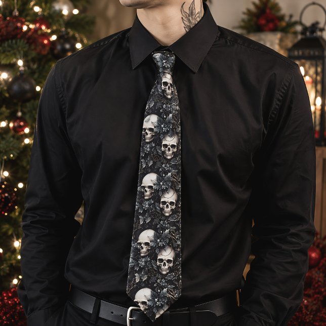 Gothic Christmas Skulls Spooky Tie (Creator Uploaded)