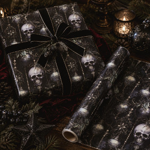 Gothic Christmas Skulls Spooky Wrapping Paper