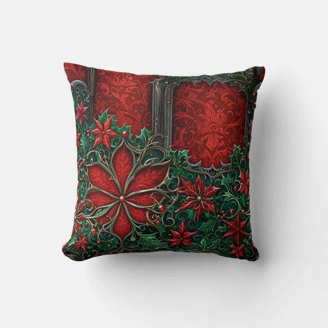 Gothic Christmas Throw Pillow (Front)