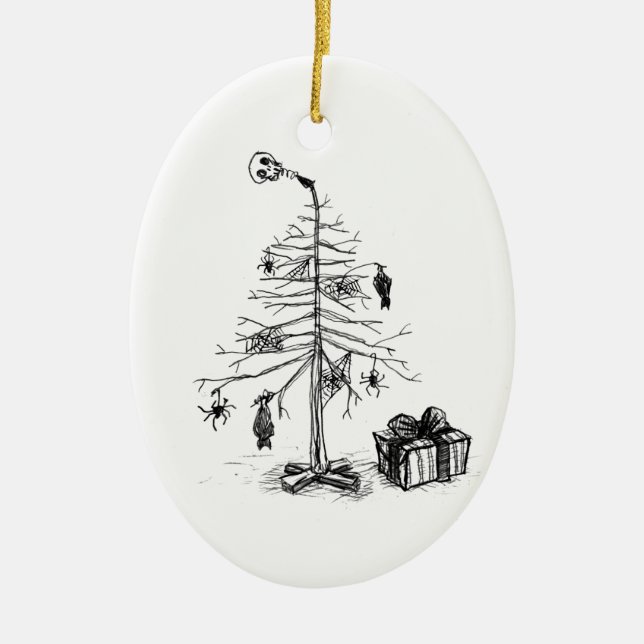 Gothic Christmas Tree Ceramic Tree Decoration (Front)