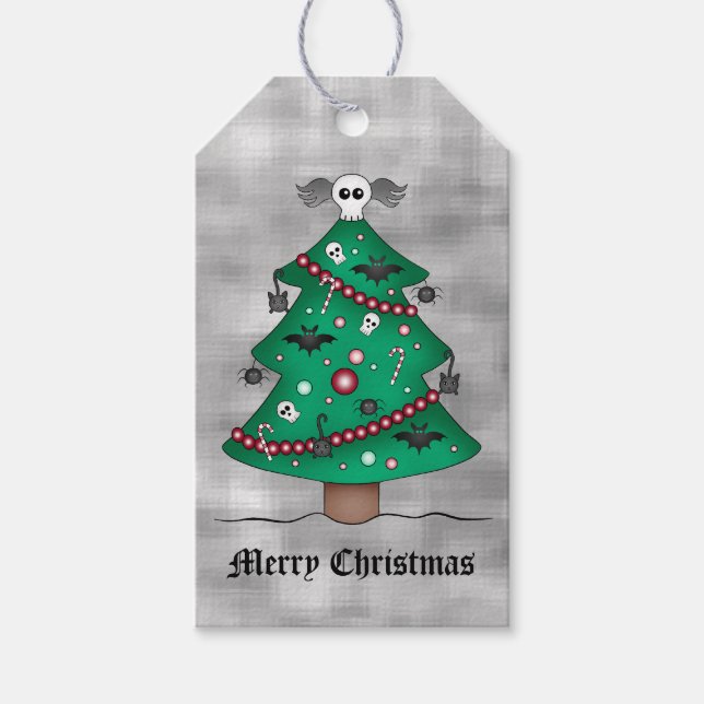 Gothic Christmas tree Gift Tags (Front)