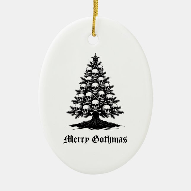 Gothic Christmas Tree II Ceramic Ornament (Front)