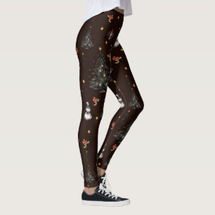 Gothic Christmas Tree Snowman Animals Leggings