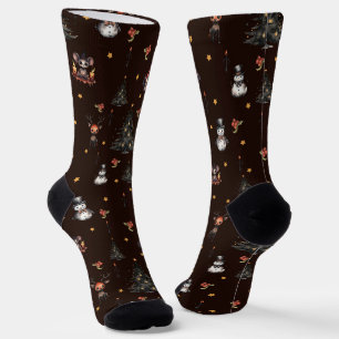 Gothic Christmas Tree Snowman Animals Socks