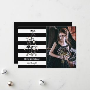 Gothic Christmas Tree Stripes Holiday Card