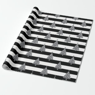 Gothic Christmas Tree With Stripes Wrapping Paper