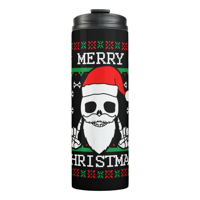 Gothic Christmas Ugly Skull Rock Christmas Gift Thermal Tumbler (Front)