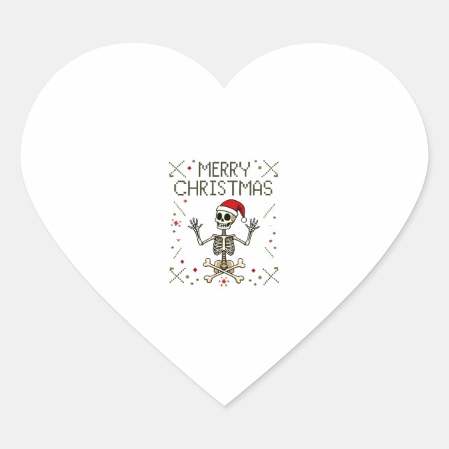 Gothic Christmas Ugly Skull Rock Christmas T-Shirt Heart Sticker (Front)