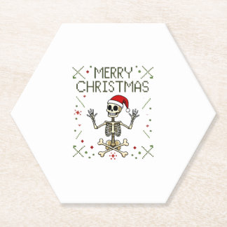Gothic Christmas Ugly Skull Rock Christmas T-Shirt Paper Coaster