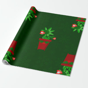 gothic christmas venus flytrap spookmas wrapping paper