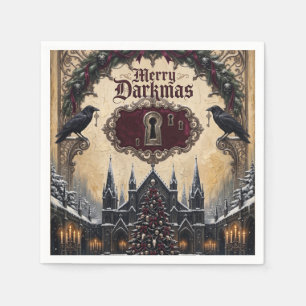 Gothic Christmas with Spooky Cathedral Cemetery Napkin