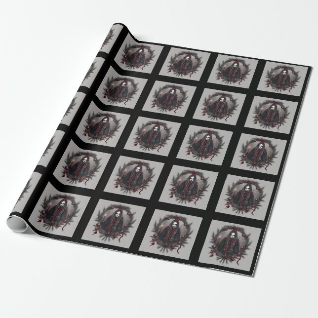 Gothic Christmas Wrapping Paper (Unrolled)