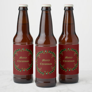Gothic Christmas Wreath Custom Beer Bottle Label