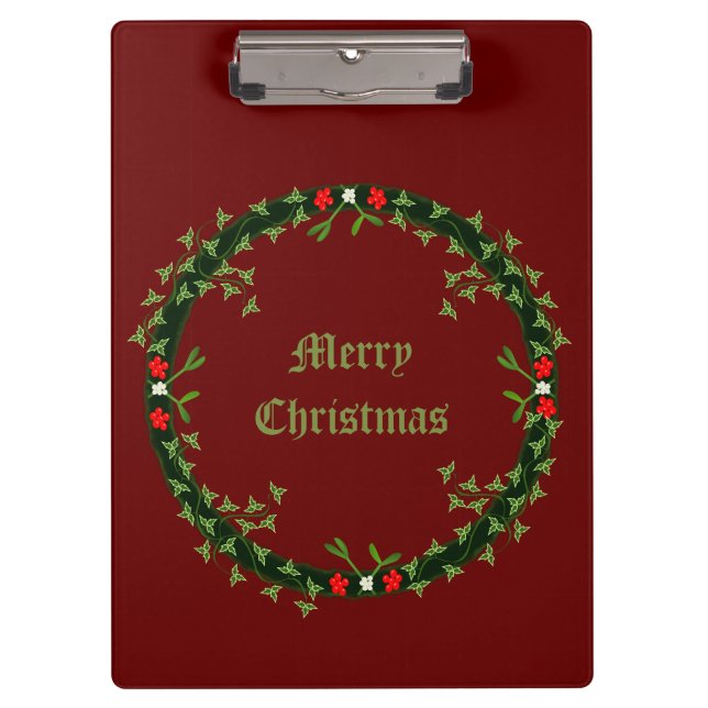Gothic Christmas Wreath Custom Clipboard (Front)