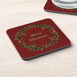 Gothic Christmas Wreath Custom Coaster