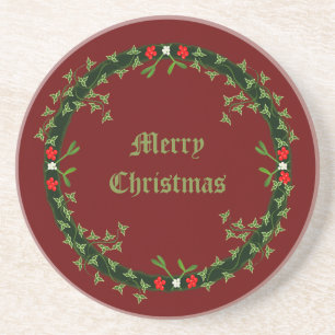 Gothic Christmas Wreath Custom Coaster