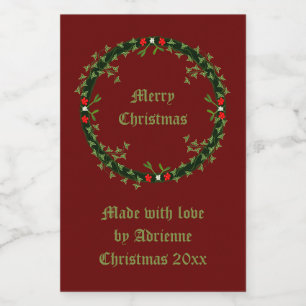 Gothic Christmas Wreath Custom Food Label