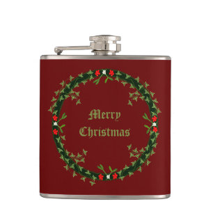 Gothic Christmas Wreath Custom Hip Flask