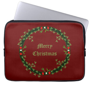 Gothic Christmas Wreath Custom Laptop Sleeve