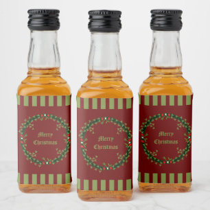 Gothic Christmas Wreath Custom Liquor Bottle Label