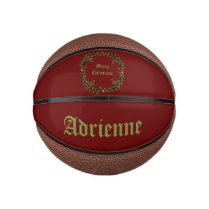 Gothic Christmas Wreath Custom Name Mini Basketball