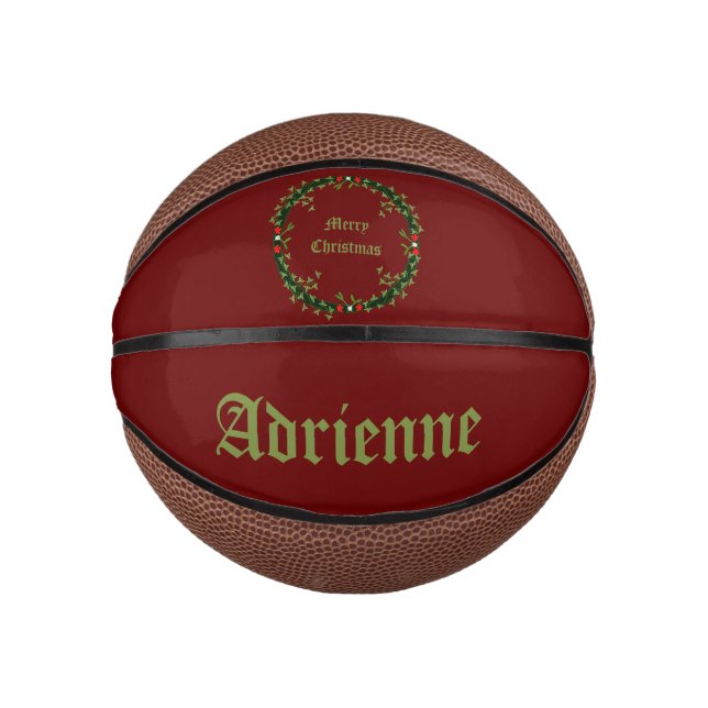 Gothic Christmas Wreath Custom Name Mini Basketball (Front)