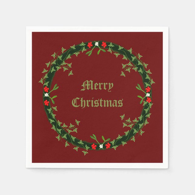 Gothic Christmas Wreath Custom Napkin (Front)