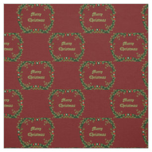 Gothic Christmas Wreath Custom Patterned Fabric