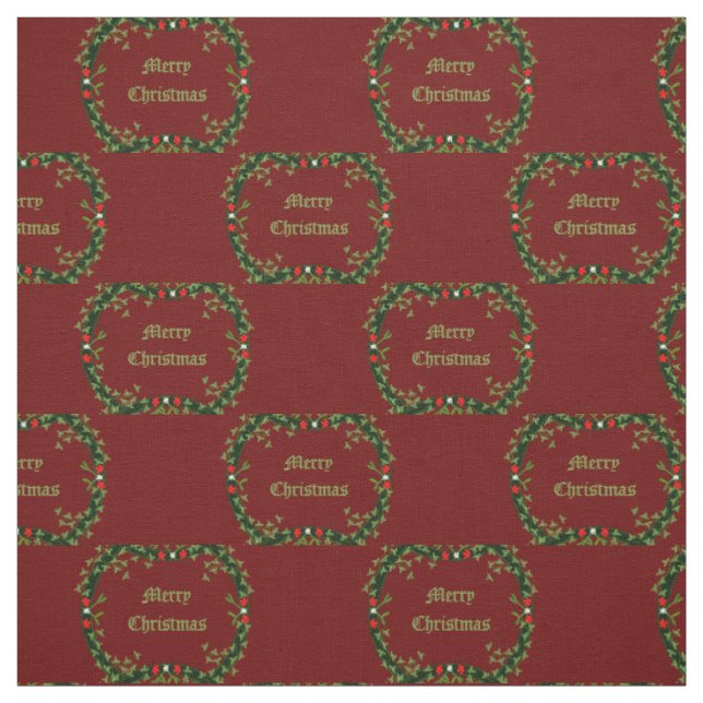 Gothic Christmas Wreath Custom Patterned Fabric (Swatch)