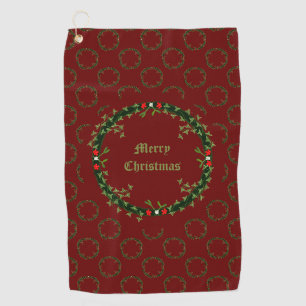 Gothic Christmas Wreath Custom Patterned Golf Towel