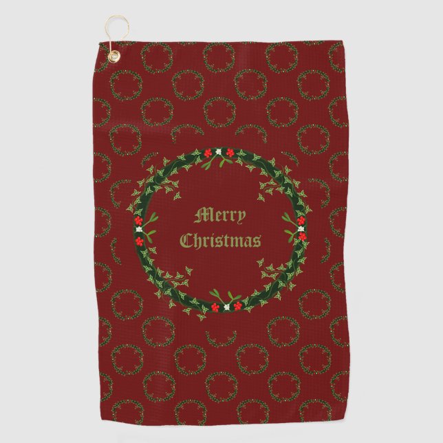 Gothic Christmas Wreath Custom Patterned Golf Towel (Front)