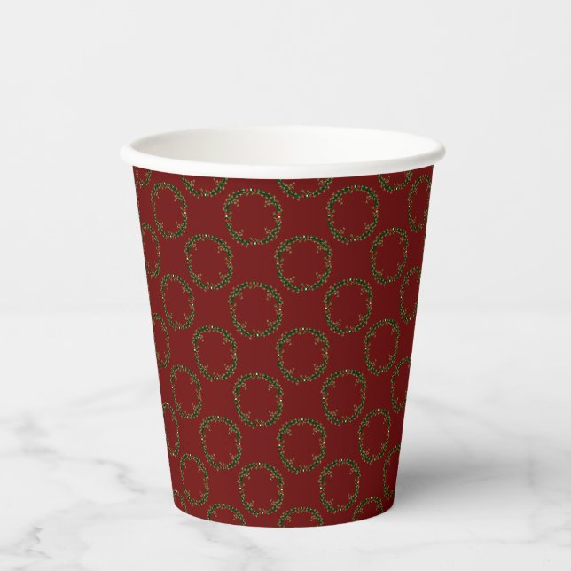 Gothic Christmas Wreath Custom Patterned Paper Cups (Front)