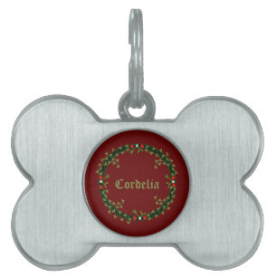 Gothic Christmas Wreath Custom Pet ID Tag