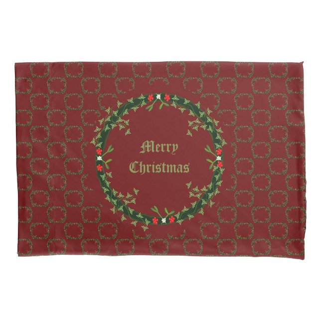 Gothic Christmas Wreath Custom Pillowcase (Front)