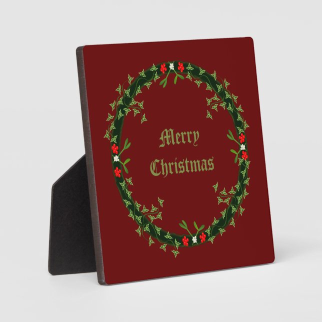 Gothic Christmas Wreath Custom Plaque (Front)