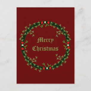 Gothic Christmas Wreath Custom Postcard