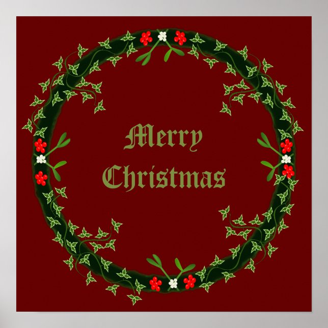 Gothic Christmas Wreath Custom Poster (Front)