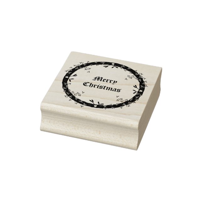 Gothic Christmas Wreath Custom Rubber Stamp (Stamp)