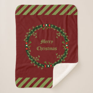 Gothic Christmas Wreath Custom Sherpa Blanket