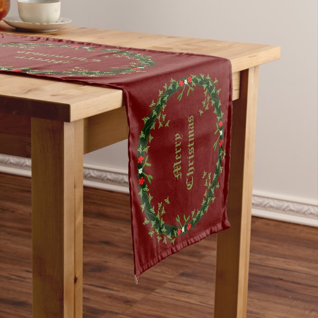 Gothic Christmas Wreath Custom Short Table Runner (In Situ)