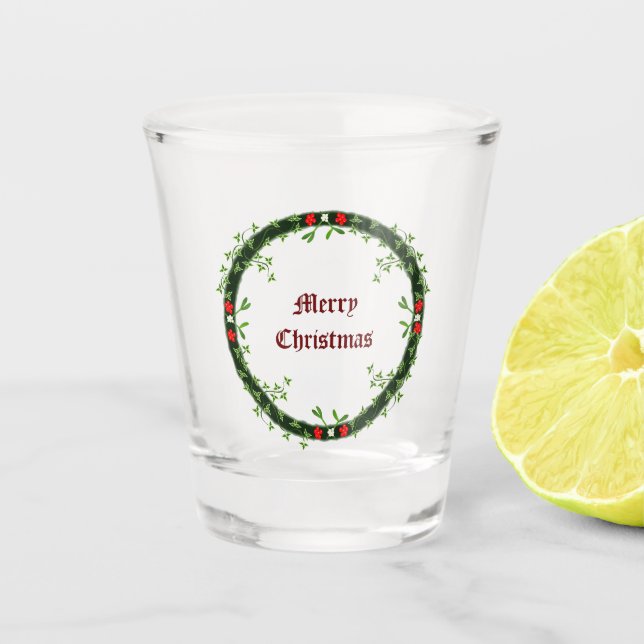 Gothic Christmas Wreath Custom Shot Glass (Front)
