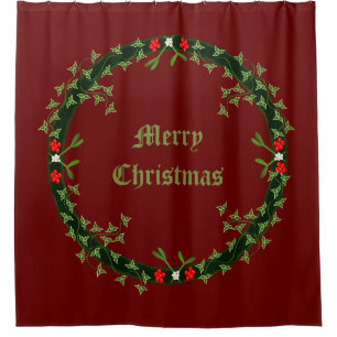 Gothic Christmas Wreath Custom Shower Curtain