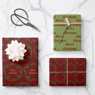 Gothic Christmas Wreath Custom Wrapping Paper Sheet
