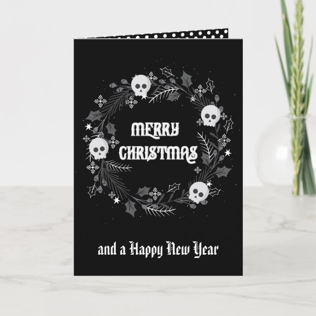 Gothic Christmas Wreath Holiday Card (Front)