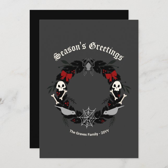 Gothic Christmas Wreath Holiday Card (Front/Back)