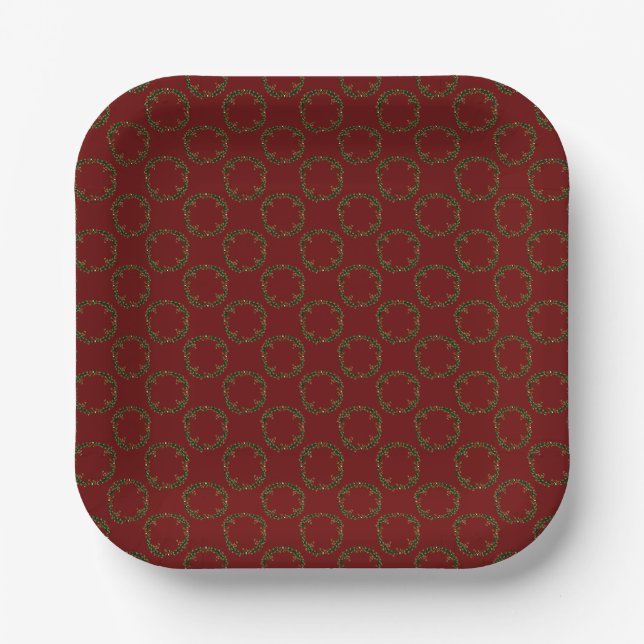 Gothic Christmas Wreath Patterned Paper Plate (Front)